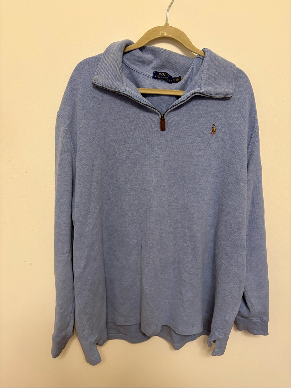 Ralph Lauren Light Blue Quarter-Zip Pullover Sweatshirt Sz XXL preppy old money